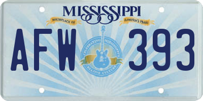MS license plate AFW393