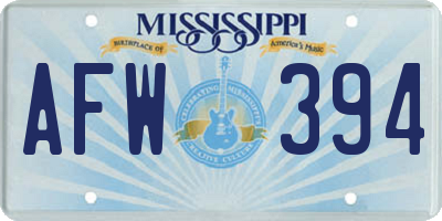 MS license plate AFW394