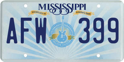MS license plate AFW399