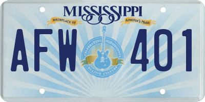 MS license plate AFW401