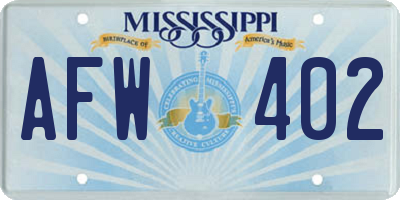 MS license plate AFW402