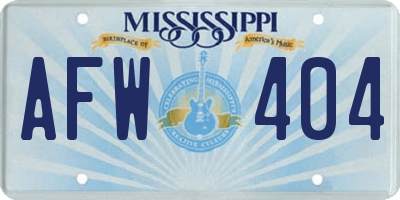 MS license plate AFW404