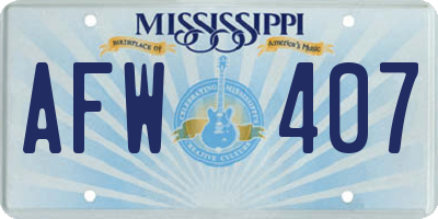 MS license plate AFW407
