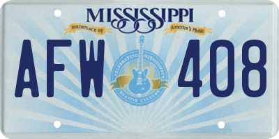 MS license plate AFW408