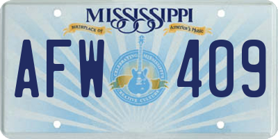 MS license plate AFW409