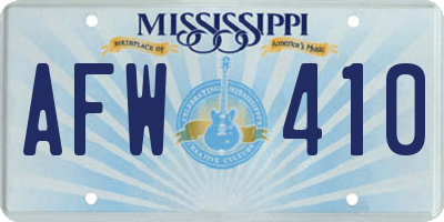 MS license plate AFW410