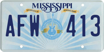 MS license plate AFW413