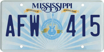 MS license plate AFW415