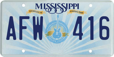 MS license plate AFW416