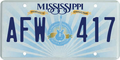 MS license plate AFW417