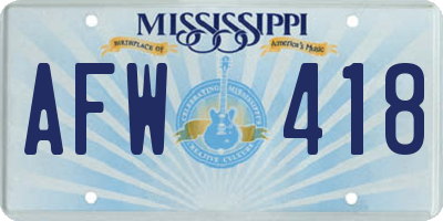MS license plate AFW418