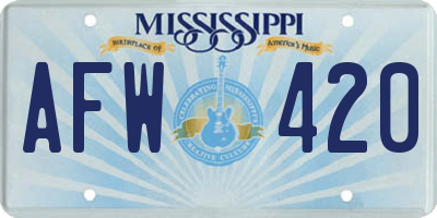 MS license plate AFW420