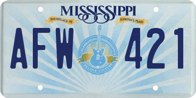 MS license plate AFW421