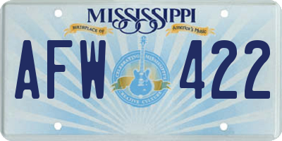 MS license plate AFW422