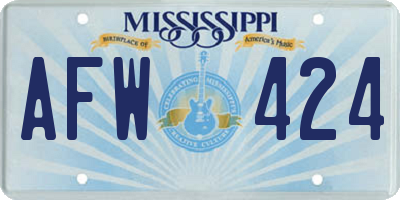 MS license plate AFW424