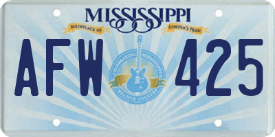 MS license plate AFW425