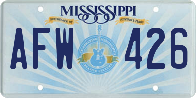 MS license plate AFW426