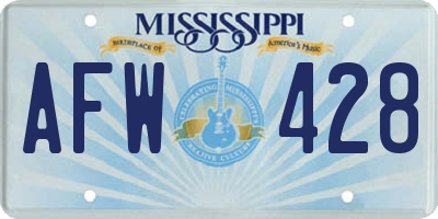 MS license plate AFW428