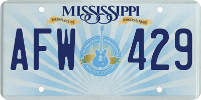 MS license plate AFW429