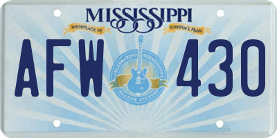 MS license plate AFW430