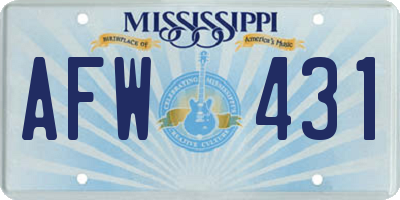 MS license plate AFW431