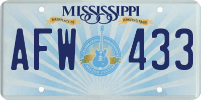 MS license plate AFW433