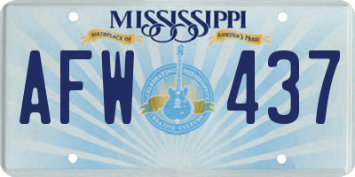 MS license plate AFW437