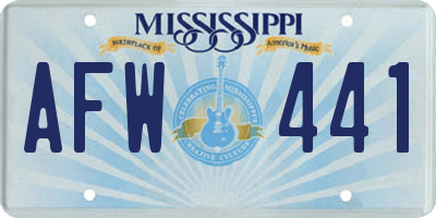 MS license plate AFW441