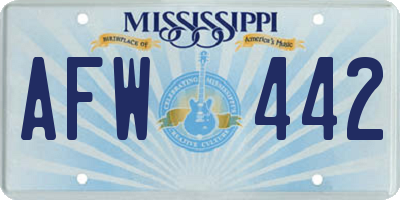MS license plate AFW442