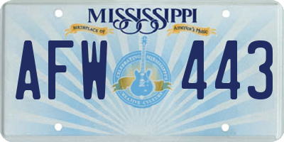 MS license plate AFW443