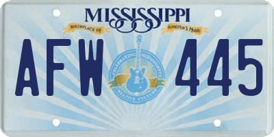 MS license plate AFW445