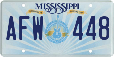 MS license plate AFW448