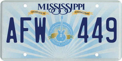 MS license plate AFW449