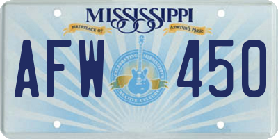 MS license plate AFW450