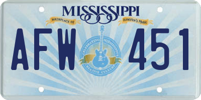 MS license plate AFW451