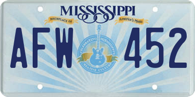 MS license plate AFW452
