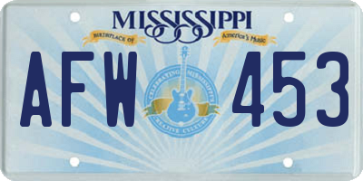 MS license plate AFW453