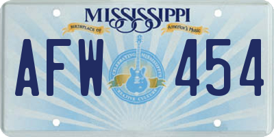 MS license plate AFW454