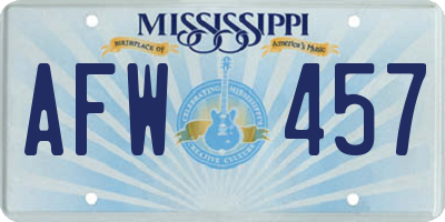 MS license plate AFW457