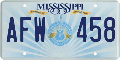 MS license plate AFW458