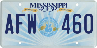 MS license plate AFW460