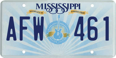 MS license plate AFW461