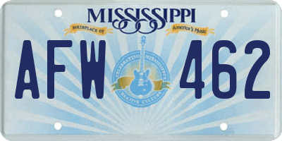 MS license plate AFW462