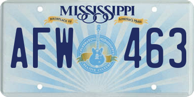 MS license plate AFW463