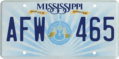 MS license plate AFW465