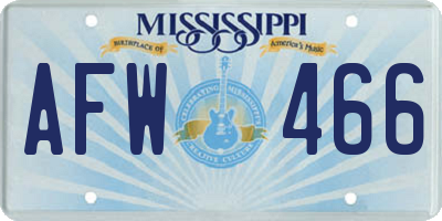 MS license plate AFW466
