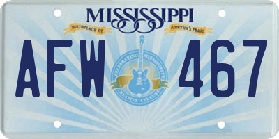 MS license plate AFW467