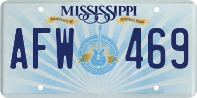 MS license plate AFW469