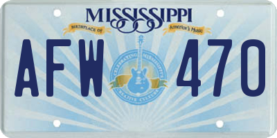 MS license plate AFW470