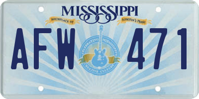 MS license plate AFW471